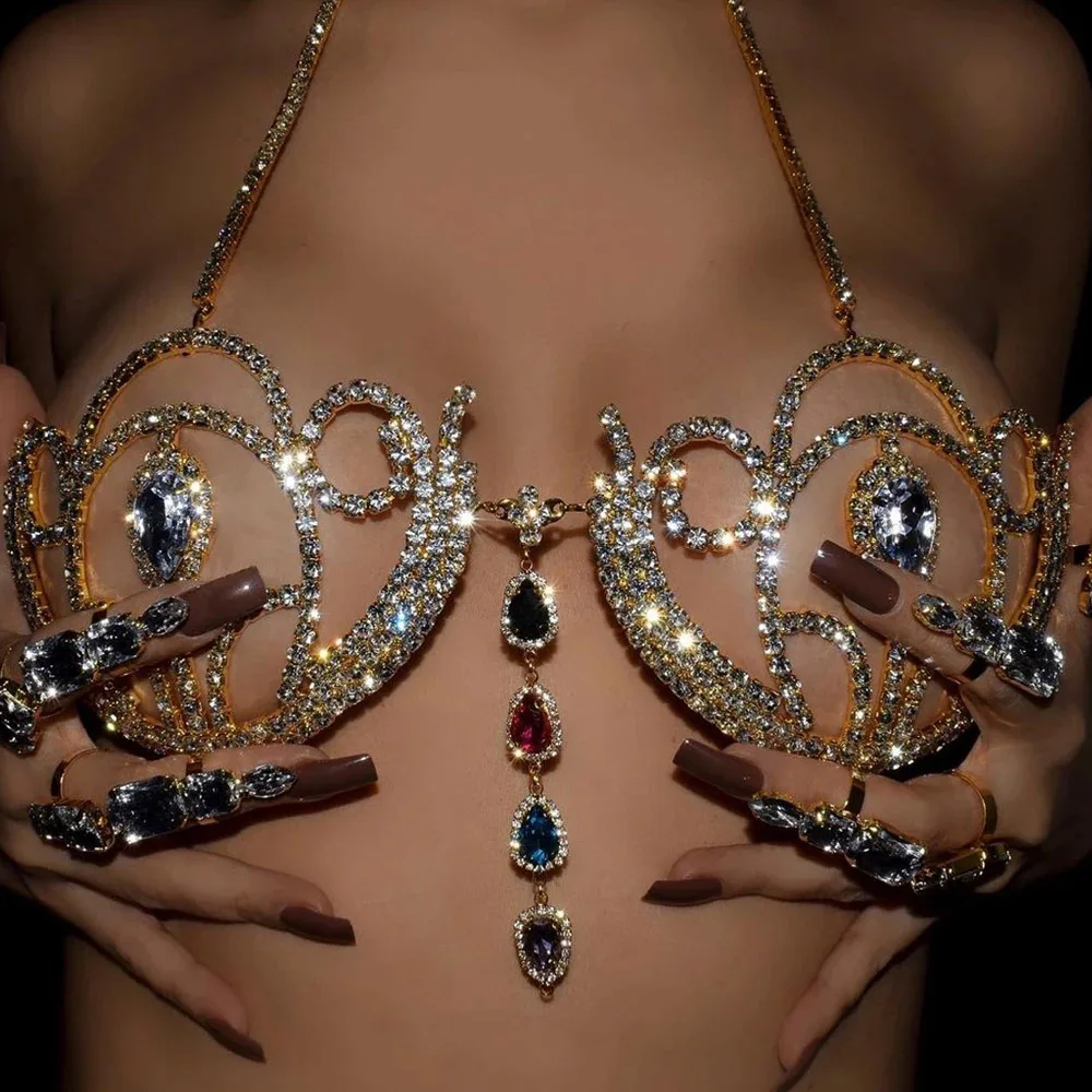 Body Jewelry For You - Luxus Strass Bikini BH geometrische Wasser