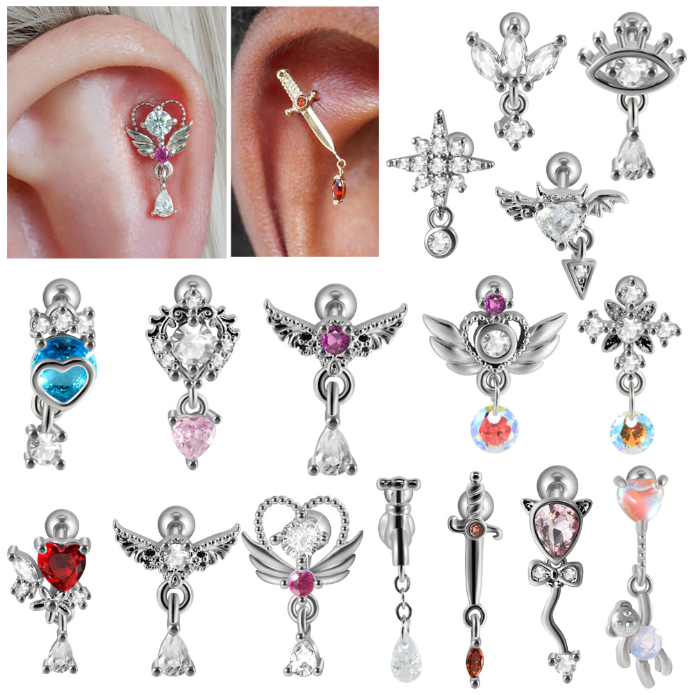 Body Jewelry Surgical Steel - 1pc Edelstahl Winkel baumeln Ohr Tragus