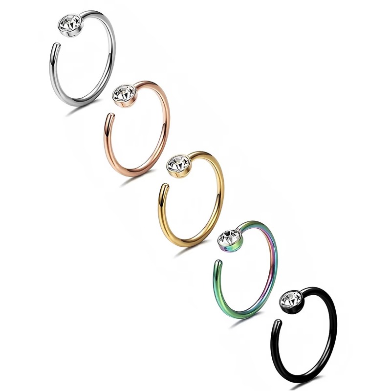 Body Jewelry Surgical Steel - 5 Stück 18G Nasenringe, C-förmige Nasenstecker,