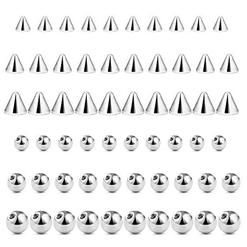 Body Jewelry Replacement Ball - Wkoud 60pcs 14g 16g 3-5mm 316l