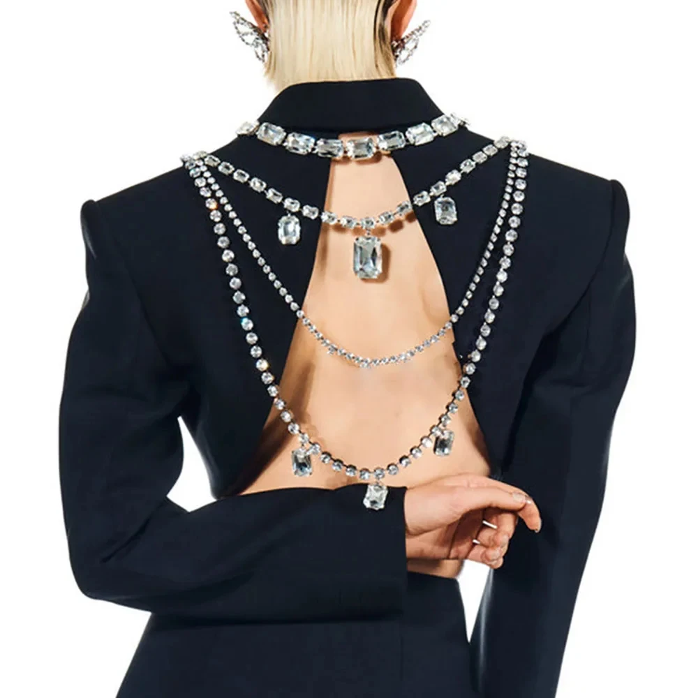 Body Jewelry Necklace - Glanz Strass Lange Quaste Zurück Körper